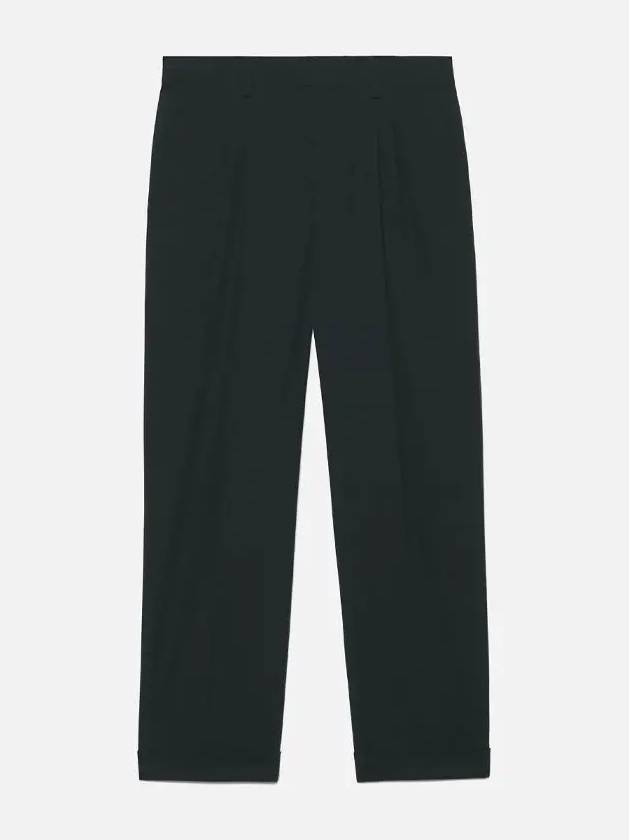 Pin Tuck Tailored Fit Tapered Wool Straight Pants Green - AMI - BALAAN 3