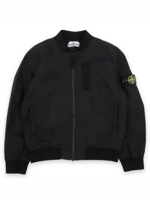 Kids Garment Dyed Cotton Nylon Bomber Jacket Black - STONE ISLAND - BALAAN 2