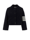 Milano 4-bar Crop Boiled Wool Single Coat Navy - THOM BROWNE - BALAAN 1