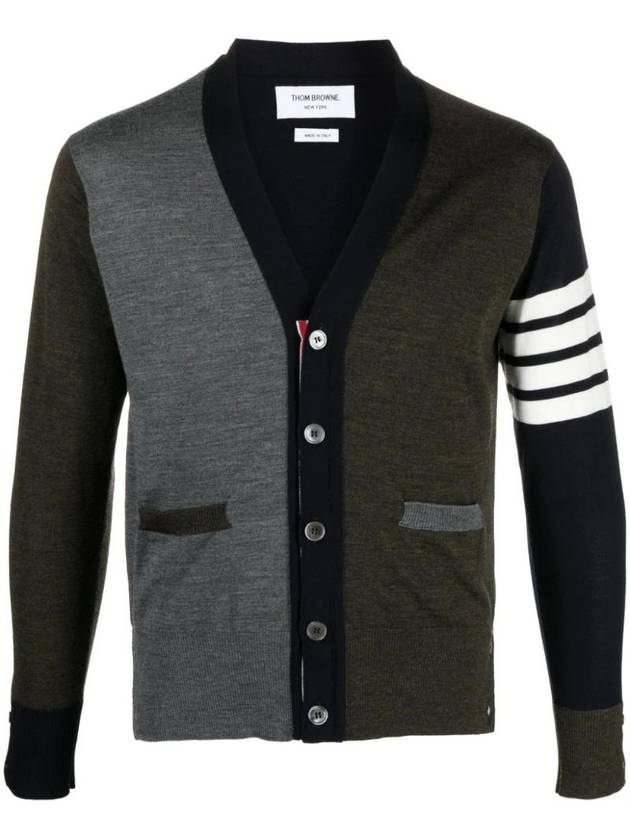 Color block virgin wool cardigan MKC002FY1014 - THOM BROWNE - BALAAN 1