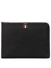 Three Stripes Tab Pebble Document Folio Clutch Bag Black - THOM BROWNE - BALAAN 2