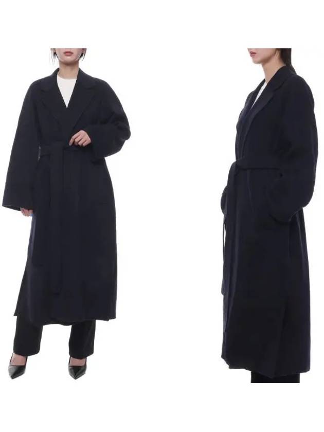 Agata Virgin Wool Single Coat Navy - MAX MARA - BALAAN 2