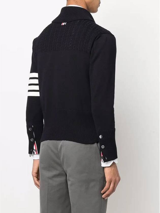 Men's Jersey Stitched Shawl Collar Cardigan Navy - THOM BROWNE - BALAAN 6