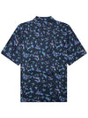 Print Cotton Short Sleeve Shirt Blue - MARNI - BALAAN 3