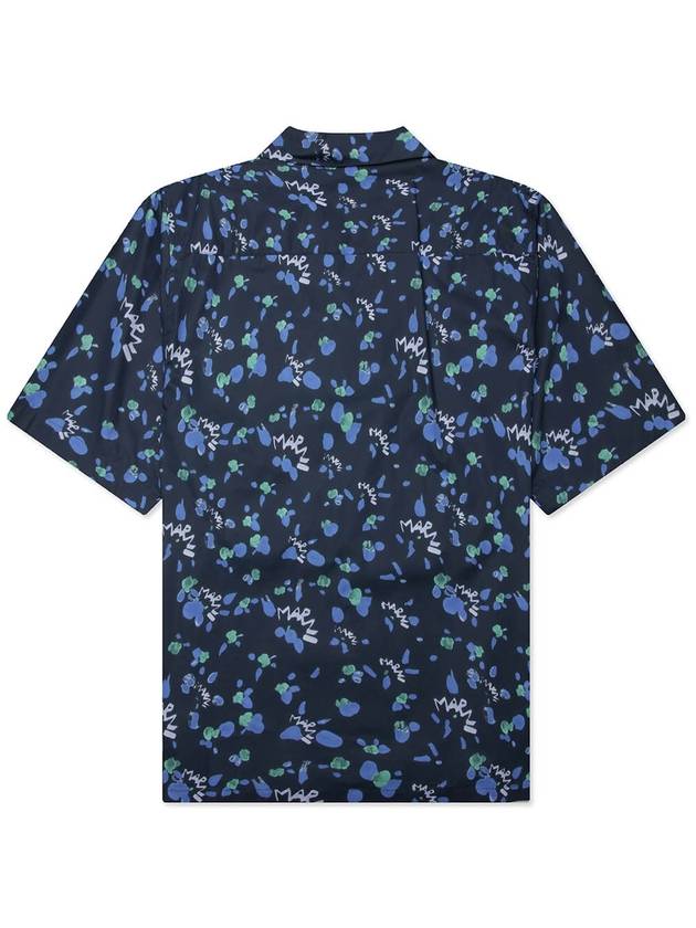 Print Cotton Short Sleeve Shirt Blue - MARNI - BALAAN 3