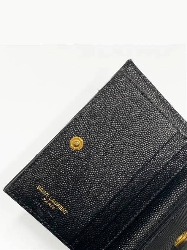 Cassandre Matelasse Grain De Poudre Embossed Leather Half Wallet Black - SAINT LAURENT - BALAAN 9