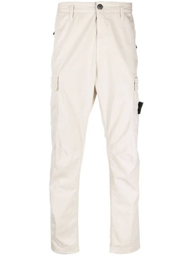 Stretch Cotton Gabardine Garment Dyed Cargo Straight Pants Stucco - STONE ISLAND - BALAAN 1