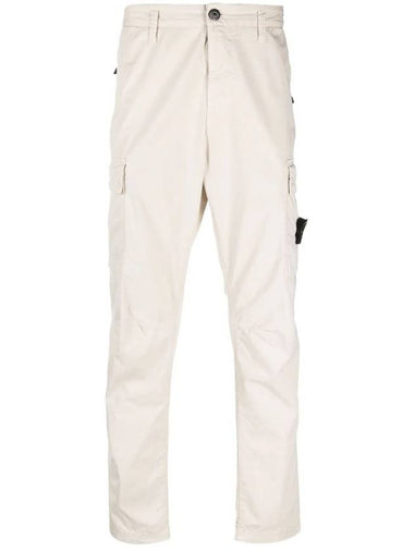 Stretch Cotton Gabardine Garment Dyed Cargo Straight Pants Stucco - STONE ISLAND - BALAAN 1