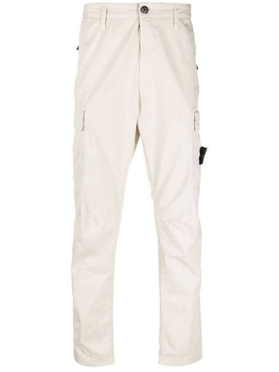 Stretch Cotton Gabardine Garment Dyed Cargo Straight Pants Stucco - STONE ISLAND - BALAAN 2