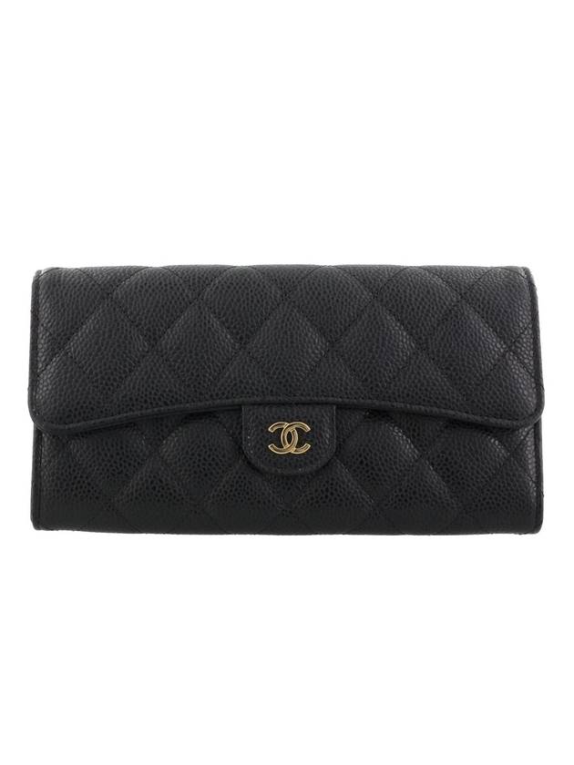 Classic Gold Hardware Grained Calfskin Long Wallet Black - CHANEL - BALAAN 1