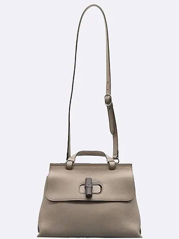 370831 Gray leather bamboo lock decoration daily flap tote bag shoulder strap 2WAY - GUCCI - BALAAN 3