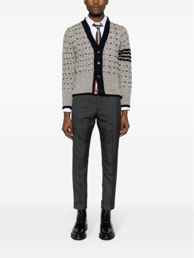 4 Bar Stripe Cable Knit Cardigan Grey - THOM BROWNE - BALAAN 3