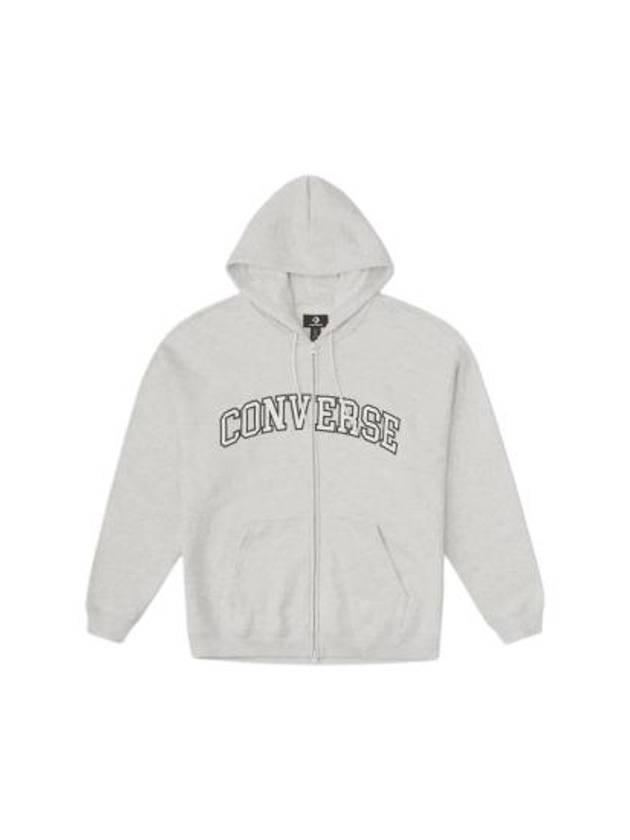 Retro Logo Zip Up Hoodie Light Grey Header - CONVERSE - BALAAN 2