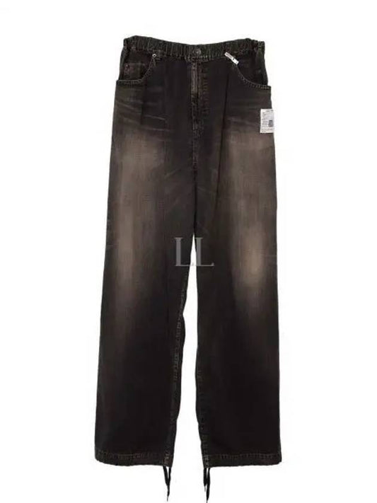 24 J12PT022 Black Denim Wide Pants - MIHARA YASUHIRO - BALAAN 1