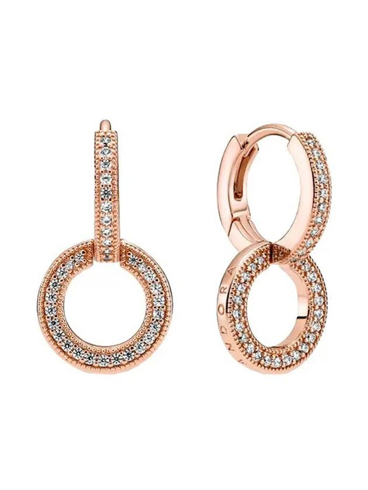 Sparkling Double Hoop Earrings Rose Gold Plated - PANDORA - BALAAN 1