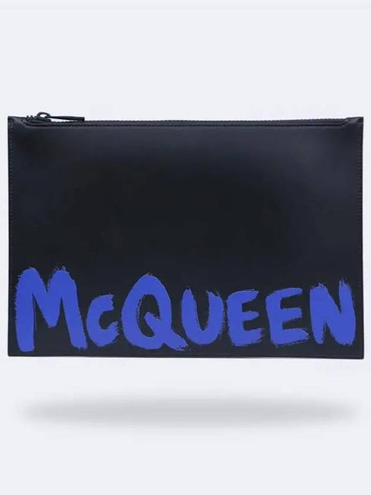 Graffiti Leather Clutch Bag Black - ALEXANDER MCQUEEN - BALAAN 2