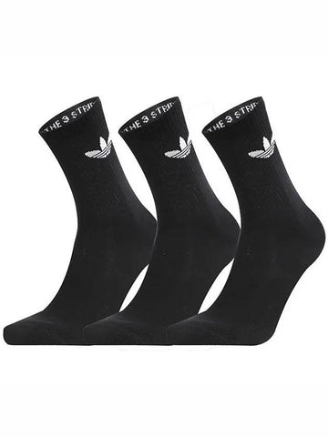 Trefoil Cushion Crew Socks 3 Pairs Black - ADIDAS - BALAAN 1