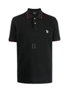 Zebra Patch Regular Fit Short Sleeve Polo Shirt Black - PAUL SMITH - BALAAN 2