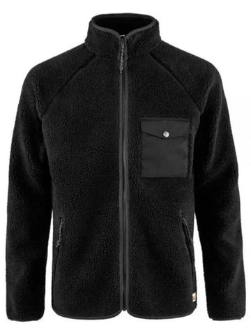 Women's Vardag Pile Fleece Zip-Up Jacket Black - FJALL RAVEN - BALAAN 1