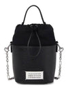 5AC Number Logo Texture Leather Bucket Bag Black - MAISON MARGIELA - BALAAN 3