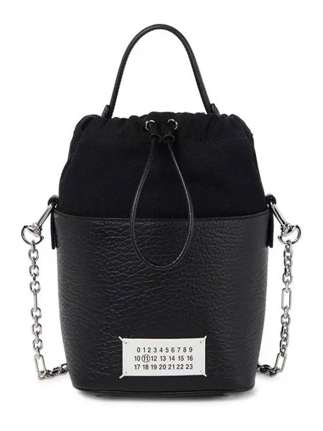 5AC Number Logo Texture Leather Bucket Bag Black - MAISON MARGIELA - BALAAN 3