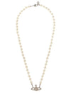 Mini Bas Relief Pearl Necklace Platinum Cream Pearl Crystal - VIVIENNE WESTWOOD - BALAAN 2