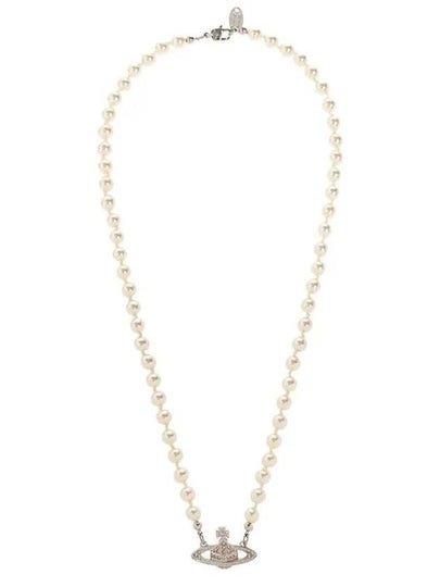 Mini Bas Relief Pearl Necklace Platinum Cream Pearl Crystal - VIVIENNE WESTWOOD - BALAAN 2