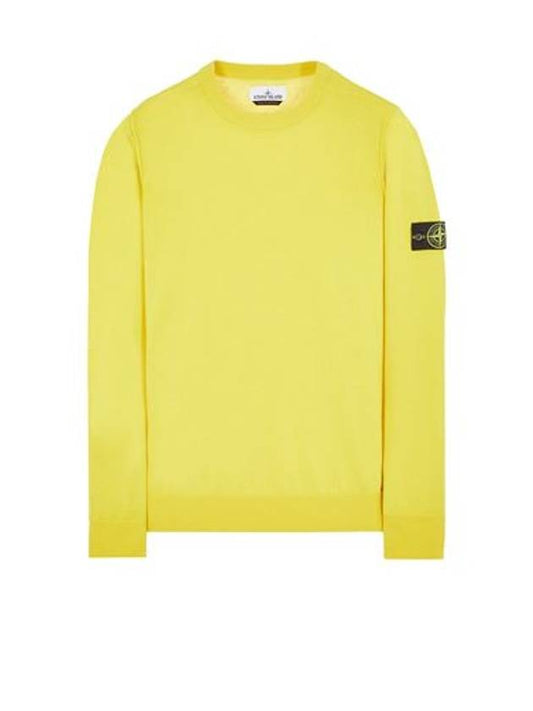 Logo Patch Knit Top Yellow - STONE ISLAND - BALAAN 1