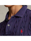 Slim Fit Cable Knit Polo Shirt Navy - POLO RALPH LAUREN - BALAAN 5