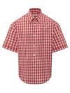 Gingham Check Short Sleeve Shirt Red - AMI - BALAAN 2