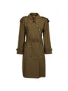 Women's Westminster Heritage Double Trench Coat Military Green - BURBERRY - BALAAN.