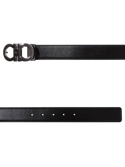 Double Gancini Reversible Leather Belt Black Auburn - SALVATORE FERRAGAMO - BALAAN 2