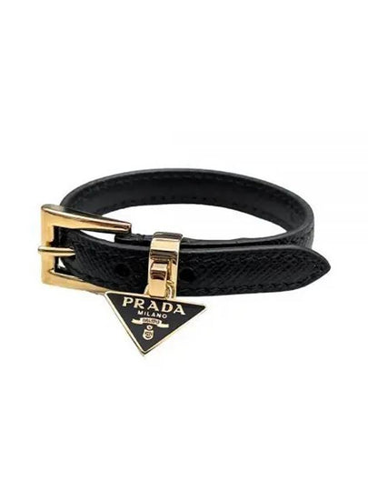 triangle logo saffiano bracelet black - PRADA - BALAAN 2