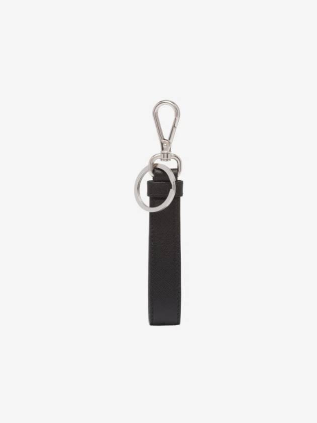 Logo Saffiano Leather Key Holder Black - PRADA - BALAAN 3