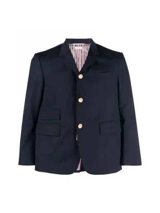 Typewriter Cloth Grosgrain Placket Sport Jacket Navy - THOM BROWNE - BALAAN 2