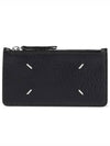 Pebble Leather Stitch Logo Zipper Card Wallet Black - MAISON MARGIELA - BALAAN 2