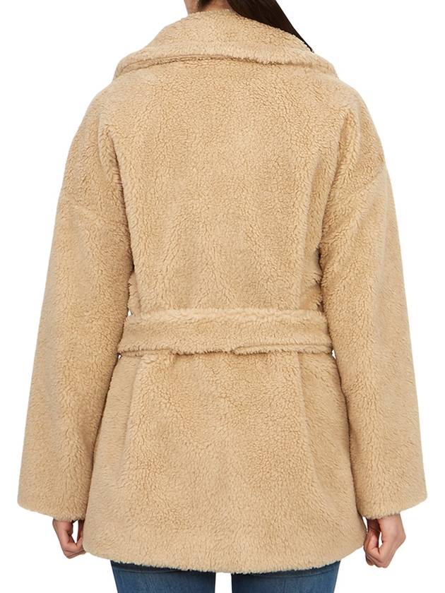 Ramino Belt Virgin Wool Fur Coat Beige - MAX MARA - BALAAN 4