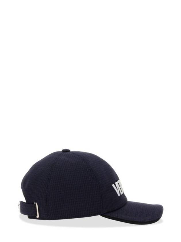 Logo Print Baseball Ball Cap Navy - VERSACE - BALAAN 3