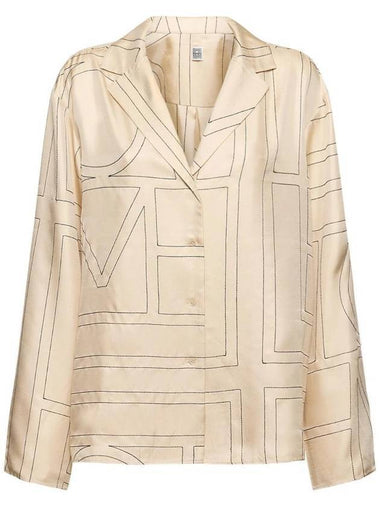 Monogram Silk Twill Pyjamas Shirt Ivory - TOTEME - BALAAN 1