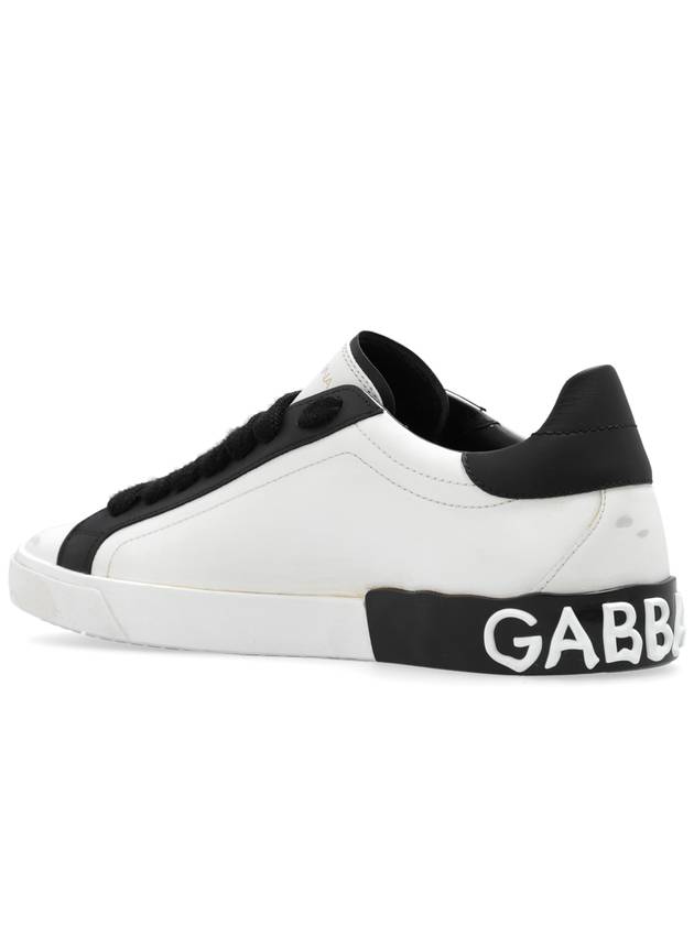 Portofino Vintage Calfskin Low Top Sneakers White Black - DOLCE&GABBANA - BALAAN 6