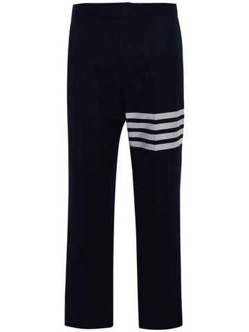 diagonal bar engineered cotton pants navy - THOM BROWNE - BALAAN.