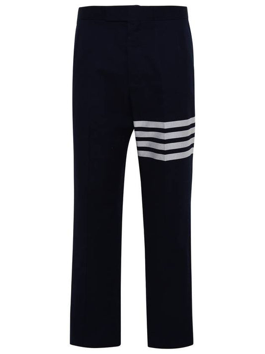 diagonal bar engineered cotton pants navy - THOM BROWNE - BALAAN.