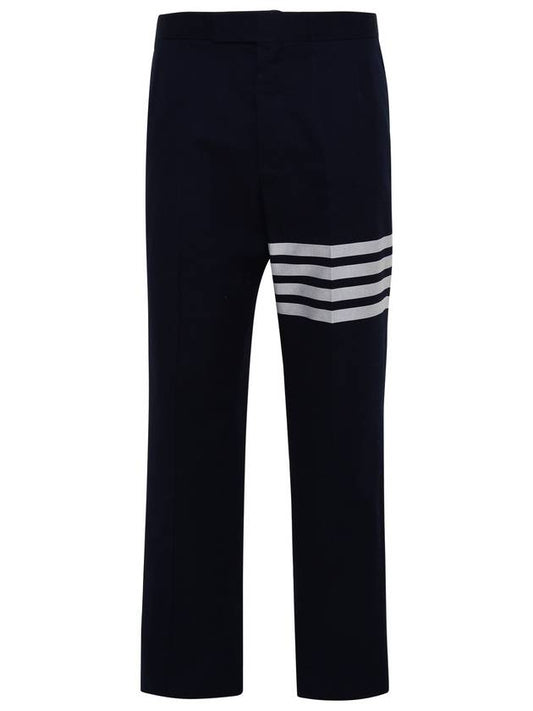 4 Bar Engineered Cotton Straight Pants Navy - THOM BROWNE - BALAAN 1