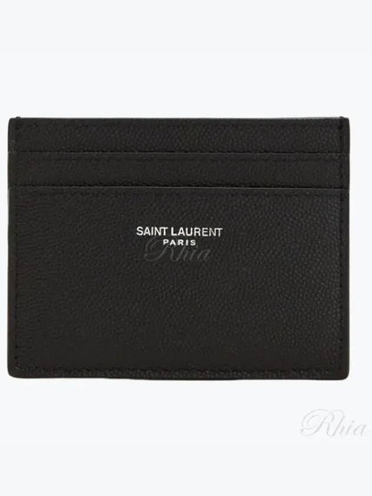 Embossed Leather Card Wallet Black - SAINT LAURENT - BALAAN 2