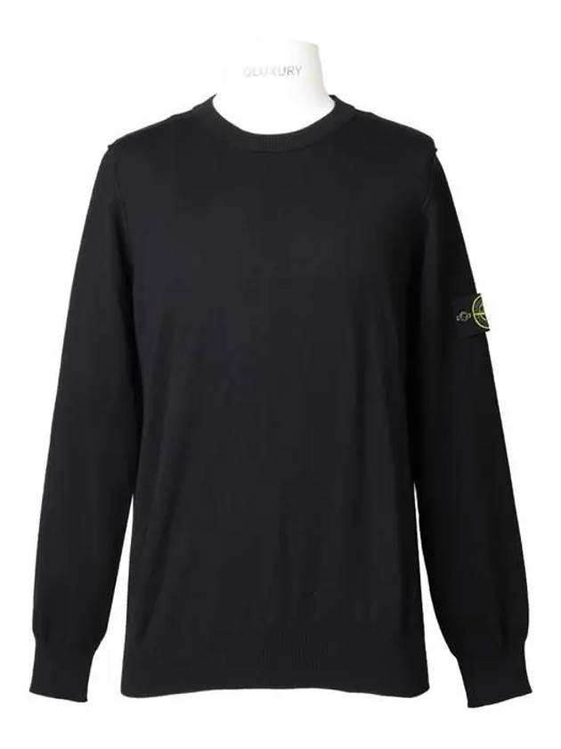 Logo Patch Knit Top Black - STONE ISLAND - BALAAN 2