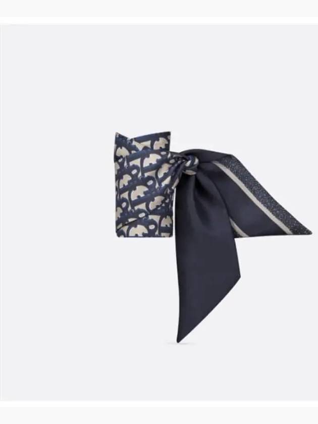 Oblique Mitzah Silk Twill Scarf Navy - DIOR - BALAAN 3