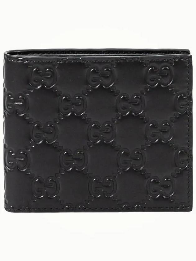 Signature GG Ssima Leather Half Wallet Black - GUCCI - BALAAN 1