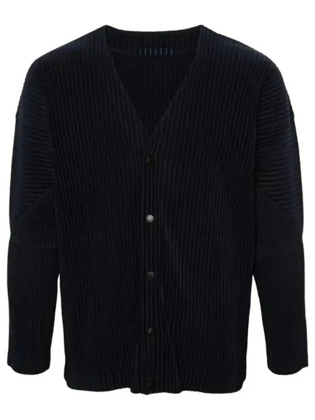 V-Neck Pleated Cardigan Navy - ISSEY MIYAKE - BALAAN 2