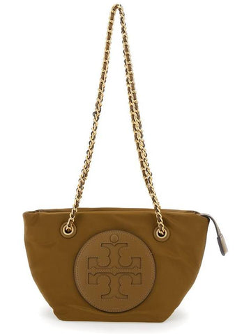 'Ella' Brown Small Shoulder Bag With Embossed Logo On The Front In Leather Woman - TORY BURCH - BALAAN 1