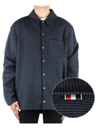 Tech Seersucker Button Down Shirt Jacket Navy - THOM BROWNE - BALAAN 2